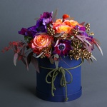 Medium blue and gold composition