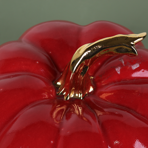 Ceramic pumpkin red with gold