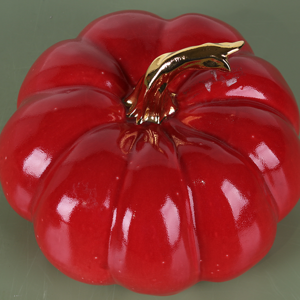 Ceramic pumpkin red with gold