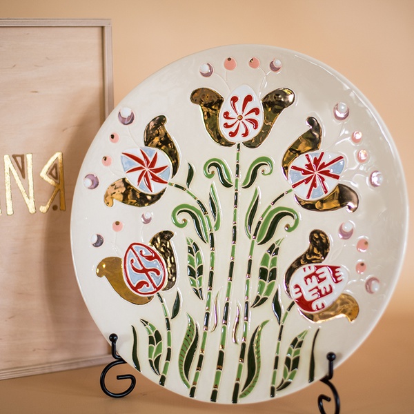 Decorative Easter plate "Tree of Life" (white) M
