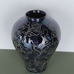 Vase HORSHCHYK MEDIUM, black with mother-of-pearl