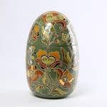 Ceramic egg - box "Hetmanskaya" green with gold L