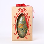 Ceramic egg - box "Hetmanskaya" green with gold L