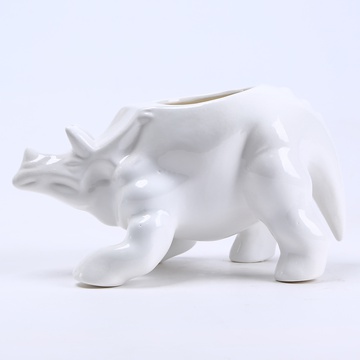 Triceratops planter white