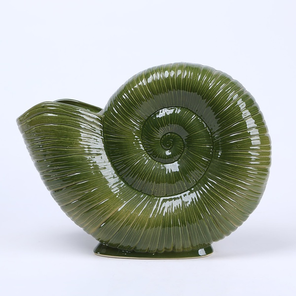 Ceramic vase "Lunar spiral" green