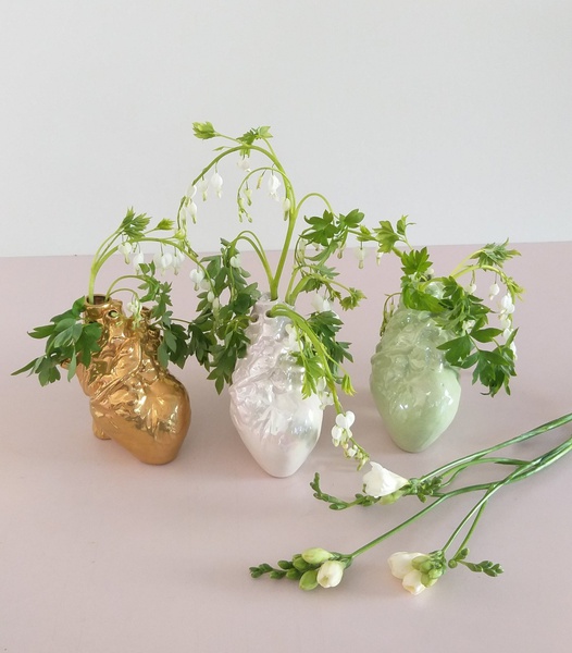 Floral Composition with dicenter in a heart vase