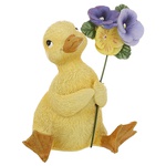 Decorative figure Duckling with a bouquet of violets, 10cm