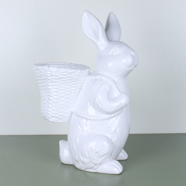 Керамический зайчик с корзиной, размера L