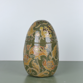 Ceramic egg - box "Hetmans'ka" green with gold