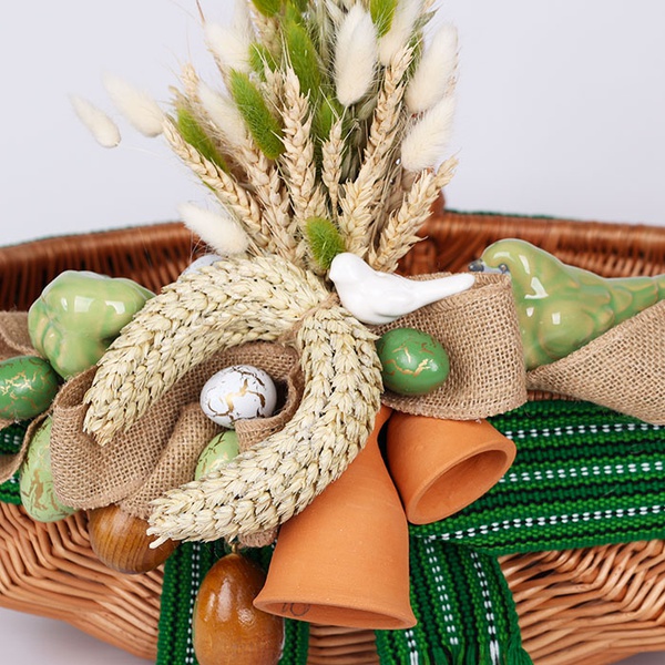Easter basket with horseshoe and bells
