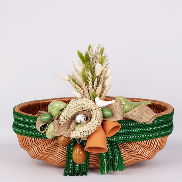 Easter basket with horseshoe and bells