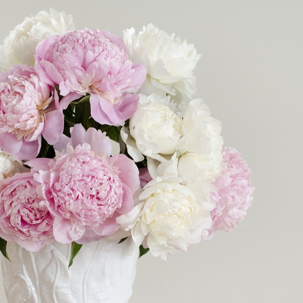 Gift set with peonies and strawberry