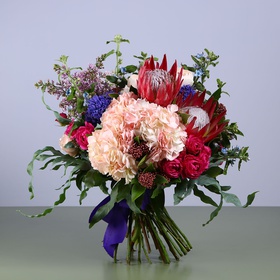 Bright bouquet with protea