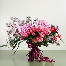 Букет розово-лиловый с дельфиниумом
