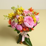Bouquet with daffodils and lilies of the valley