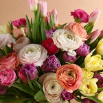 Bouquet of ranunculus and tulips
