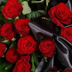 Funeral basket of red roses