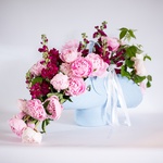 Composition in a hat "Peony garden"