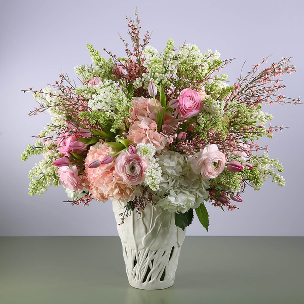 Floral interior composition with white lilac