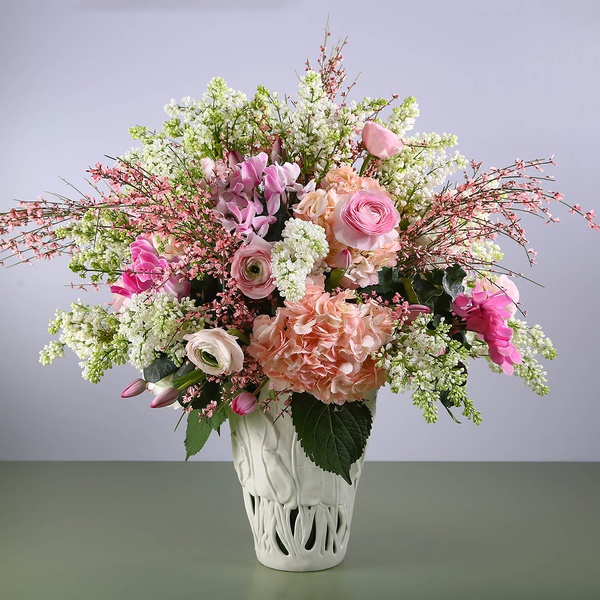 Floral interior composition with white lilac
