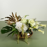 Interior composition white-green with hydrangea