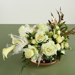 Interior composition white-green with hydrangea