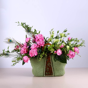 Floral composition "Marrakech" olive with peonies in bag