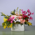 Floral composition "Marrakech" with burgundy peonies