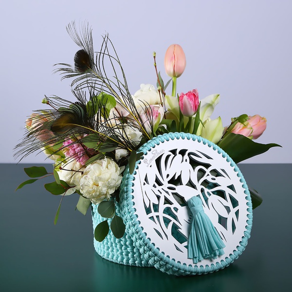 Floral composition "Marrakech" with white peonies