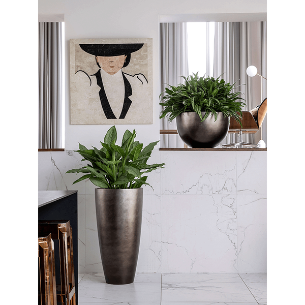 Кашпо Nieuwkoop Baq Metallic Bowl кофе матовое, M