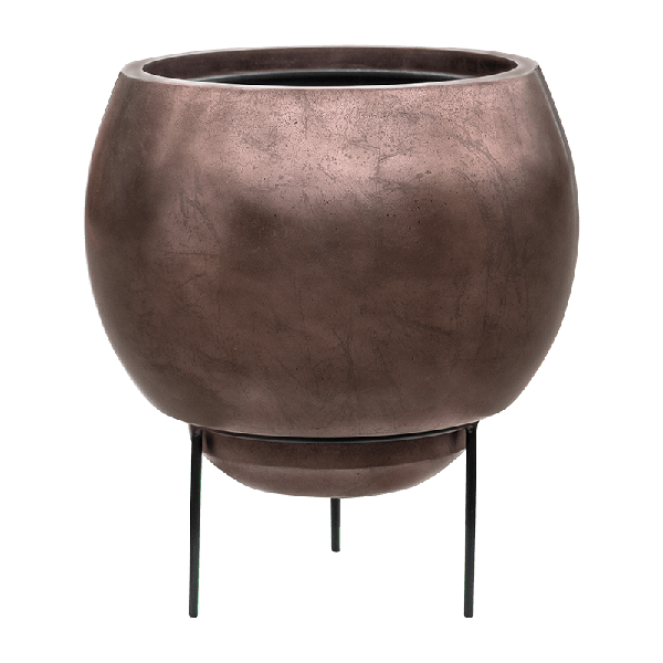 Кашпо Nieuwkoop Baq Metallic Globe Elevated кофе матовое, M