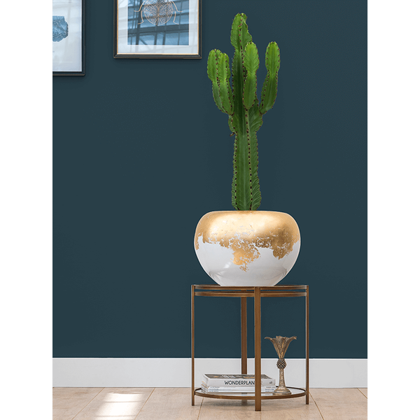 Кашпо Baq Luxe Lite Globe глянцевый бело-золотой, М