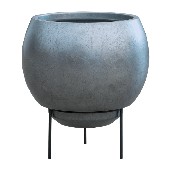 Planter Nieuwkoop Baq Metallic Globe Elevated Matt Silver Blue, M