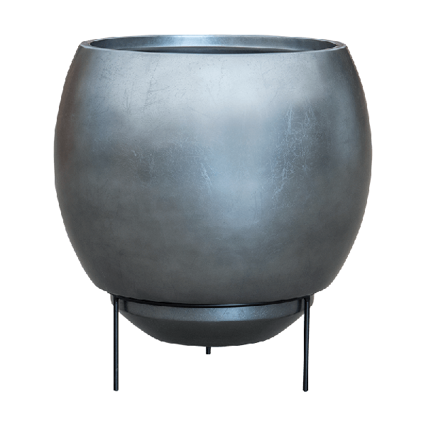 Planter Nieuwkoop Baq Metallic Globe Elevated Matt Silver Blue, L