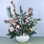 Christmas composition with needles and cotton