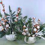 Christmas composition with needles and cotton
