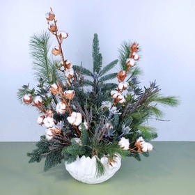 New Year composition with cotton and lavender
