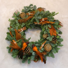Christmas wreath with birds