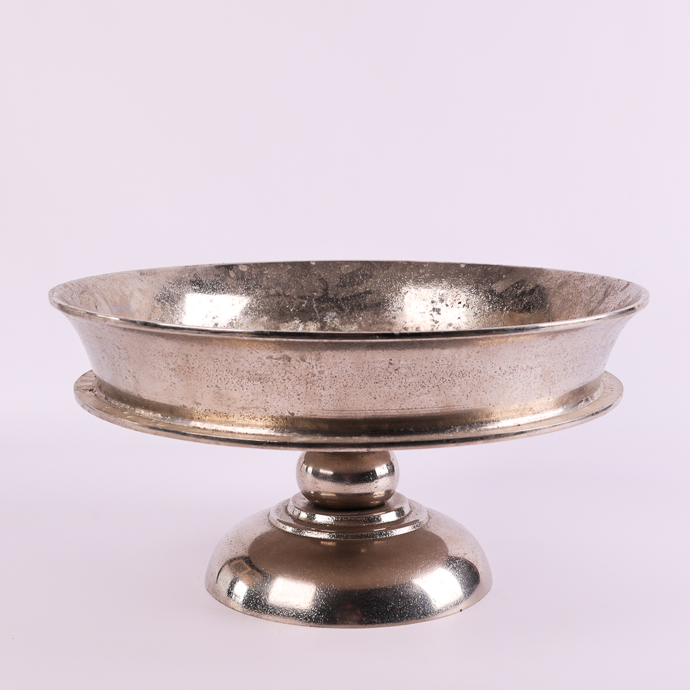 Vintage silver-tone pedestal fruit bowl