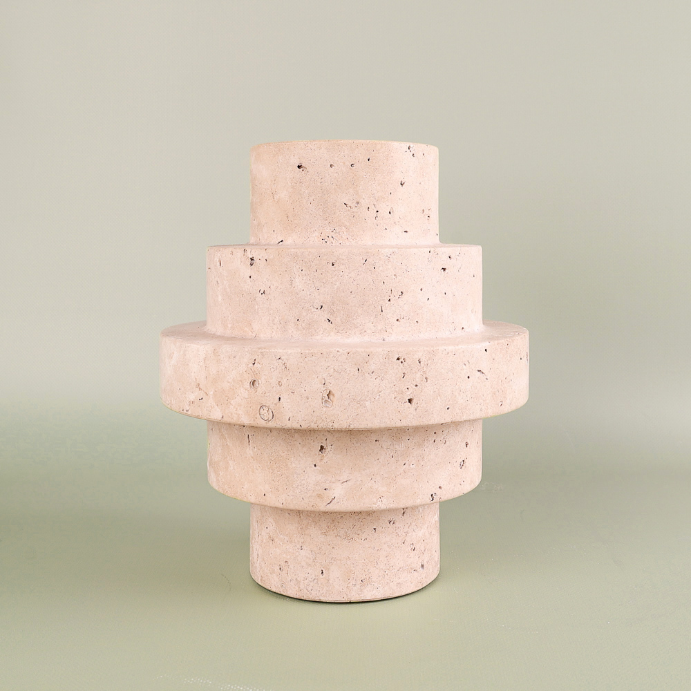 Set of sculptural vases made of natural travertine/marble (3 pieces)