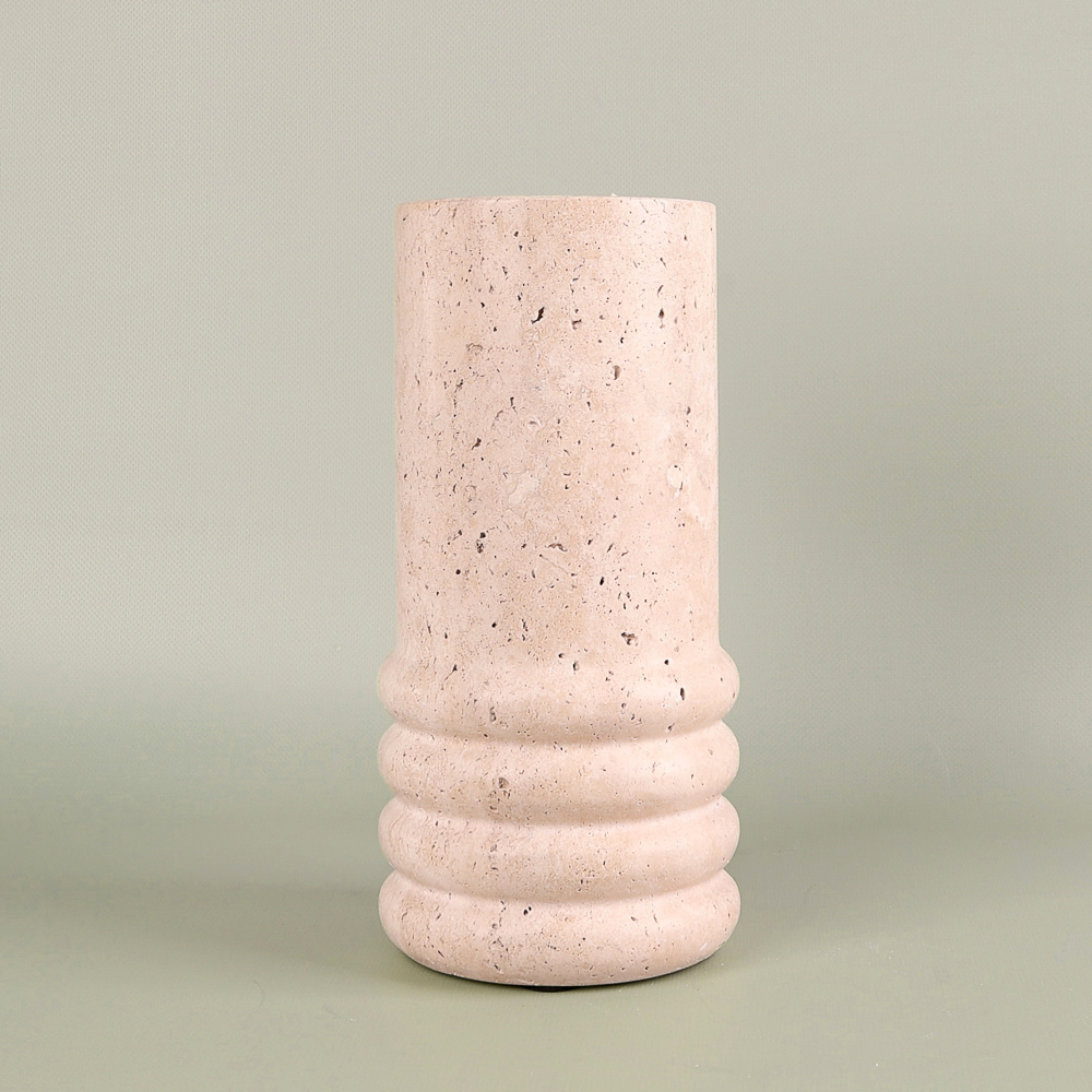 Set of sculptural vases made of natural travertine/marble (3 pieces)