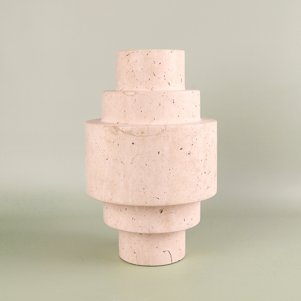 Set of sculptural vases made of natural travertine/marble (3 pieces)