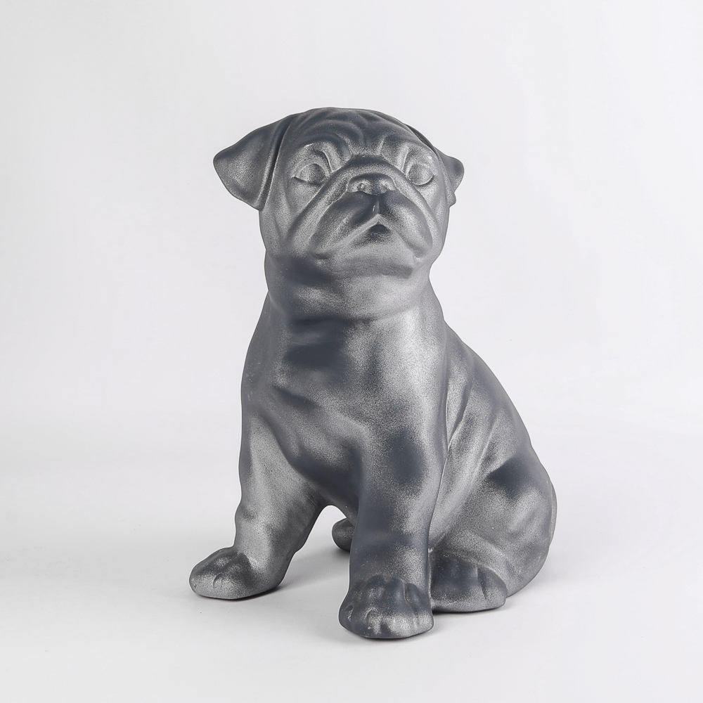 Decorative Pug Figurines (Graphite and Silver)