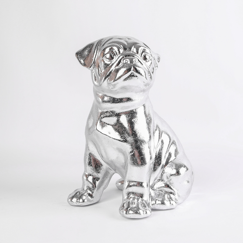 Decorative Pug Figurines (Graphite and Silver)