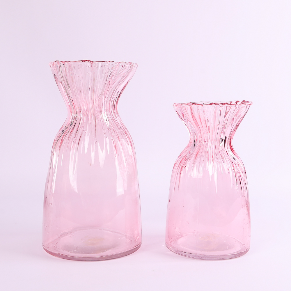 "Pink Wave" Glass Vases