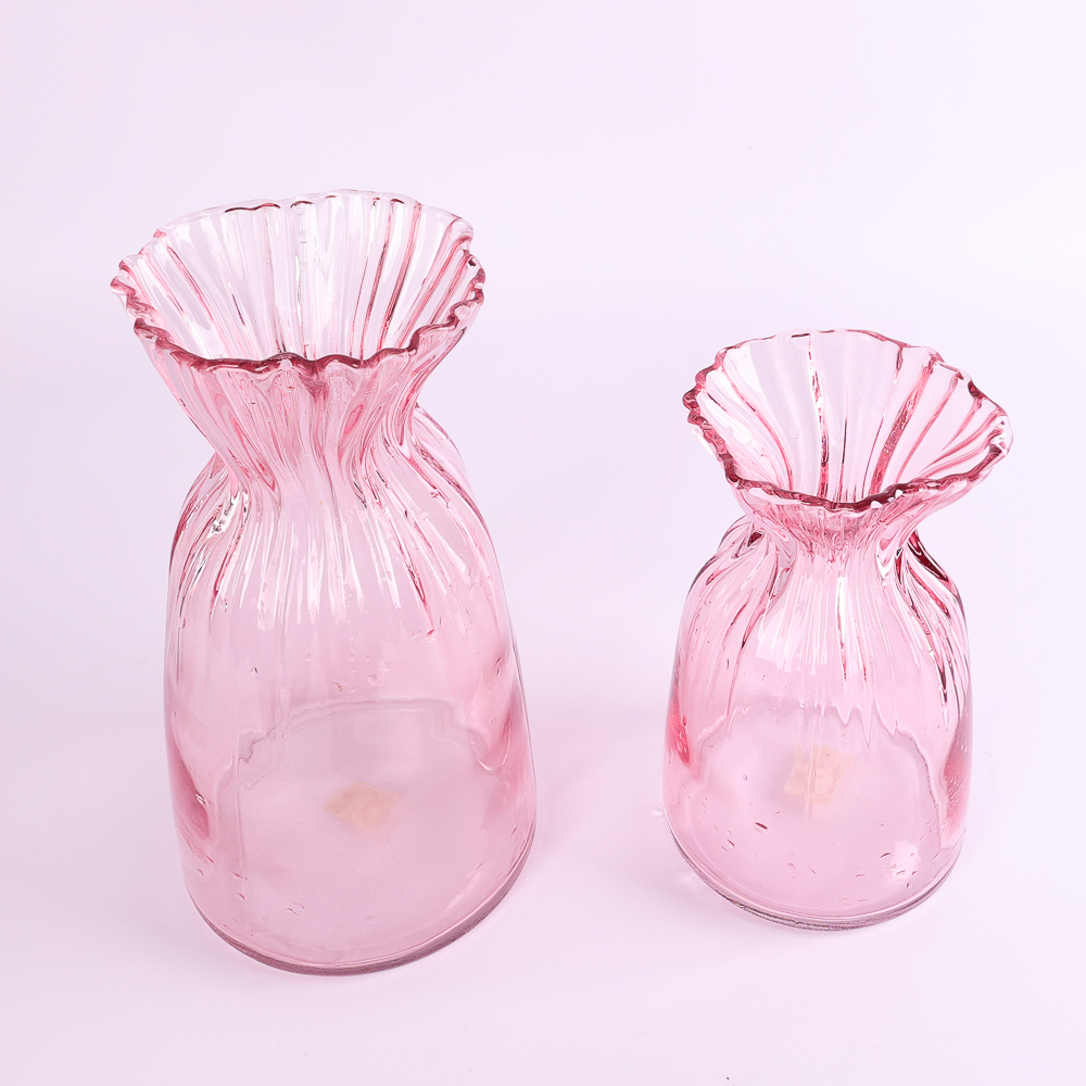 "Pink Wave" Glass Vases