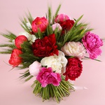 «Wildfield Bloom» is a bouquet of peonies and wheat М