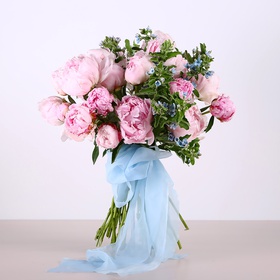 Bouquet of 25 peonies and oxypetalum