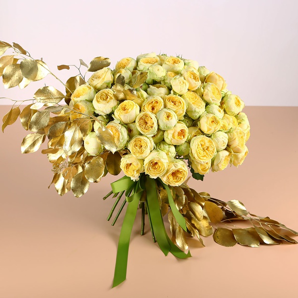 Bouquet of 35 yellow roses Peony Bubbles