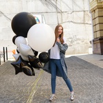 Bunch of black and white balloons